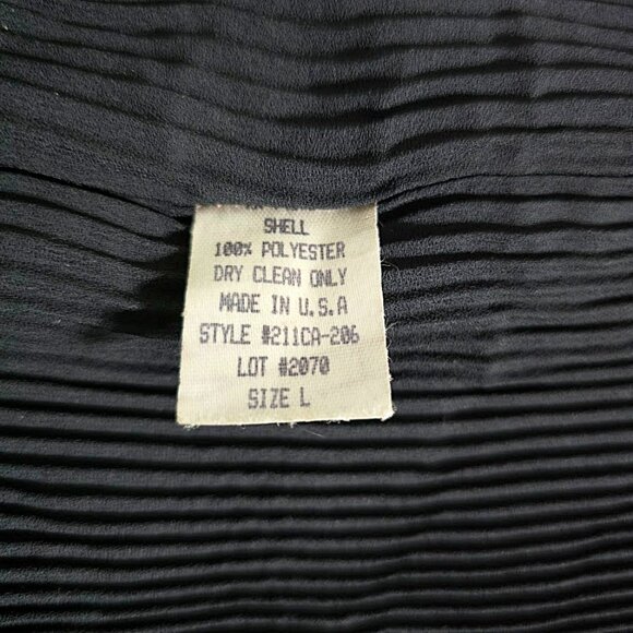 Vintage Nos Cache Black Accordion Pleated Skirt L Womens Flounce Hem Pull On - Picture 6 of 8